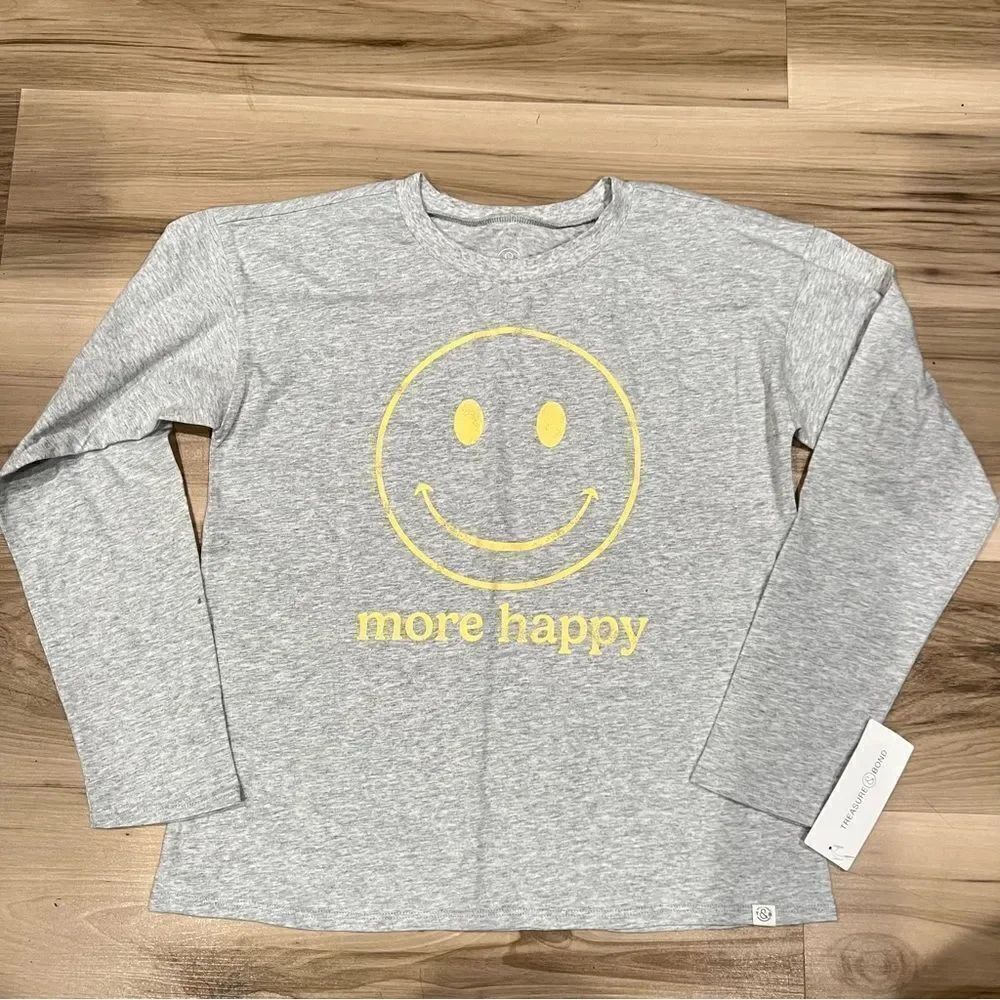 NEW Treasure & Bond Be Happy Long Sleeve Shirt Girl’s 10/12
